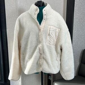 Fabletics White Plush Zip-Up Jacket